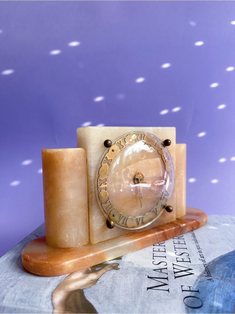 Vintage Art Deco Sessions Alabaster Desk or Mantel Clock